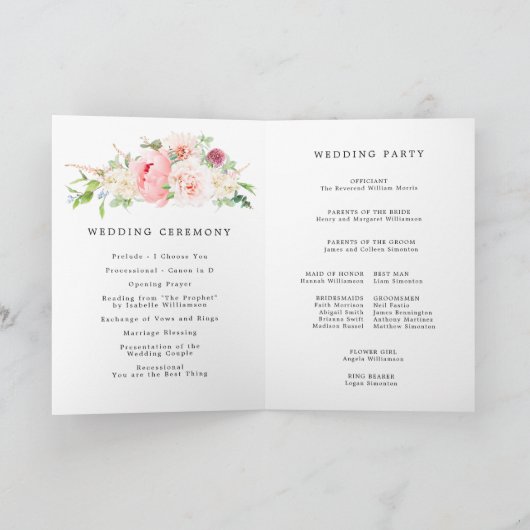 Programme Rustique Rose Floral Photo Wedding (Intérieur)