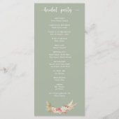 Programme Sage Green Boho Floral Wreath Mariage Flat Program (Dos)