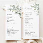 Programme Sage Green Botanical Watercolor Wedding Ceremony