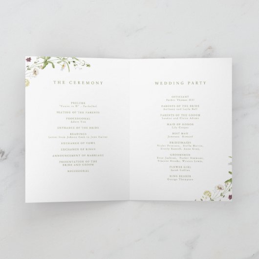 Programme Sage Green Fleur sauvage Russe Boho Mariage Monogr (Intérieur)