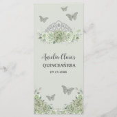 Programme Sage Green Floral Argent Quinceanera Anniversaire (Dos)