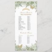 Programme Sage Green Floral or Quinceañera Ordre des événeme (Dos)