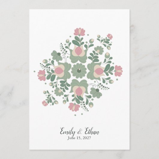 Programme Sage Green Floral Wedding Ceremony Flat Program (Dos)