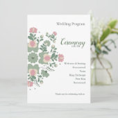 Programme Sage Green Floral Wedding Ceremony Flat Program (Debout devant)