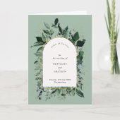 Programme Sage Green Moderne Botanique verdure mariage bifol (Devant)