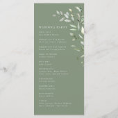 Programme Sage Green Olive Botanical Elegant Wedding Program (Dos)