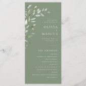 Programme Sage Green Olive Botanical Elegant Wedding Program (Devant)