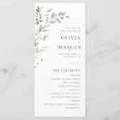 Programme Sage Green Olive Botanical Elegant Wedding Program (Devant)