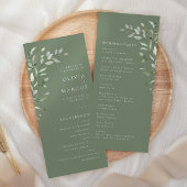 Programme Sage Green Olive Botanical Elegant Wedding Program