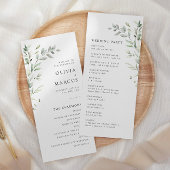 Programme Sage Green Olive Botanical Elegant Wedding Program