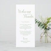 Programme Sage Green Welcome & Thanks Place Setting Cards (Debout devant)