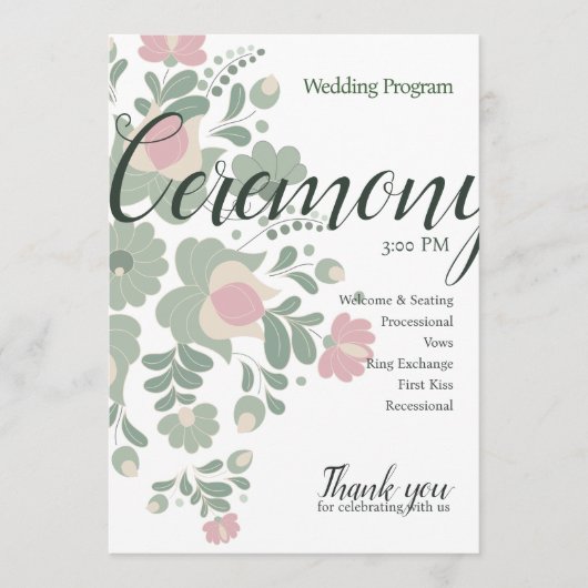 Programme Sage Green Wildflower Wedding Design Flat Program (Devant)