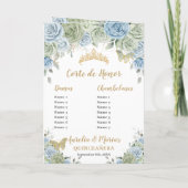 Programme Sage Vert Bleu Floral Quinceañera Ordre des événem (Dos)