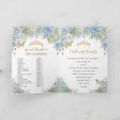 Programme Sage Vert Bleu Floral Quinceañera Ordre des événem (Intérieur)