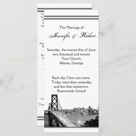 Programme San Francisco Destination Wedding Program (Devant / Derrière)