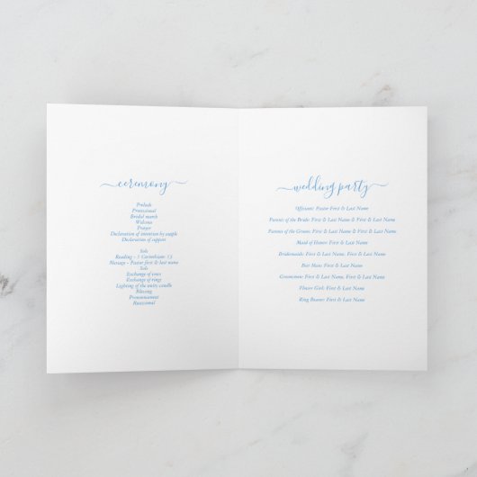 Programme Santorin Grèce Mariage Ordre de service (Intérieur)