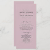 Programme Script Chic Pastel Purple Simple Minimal Mariage (Devant / Derrière)