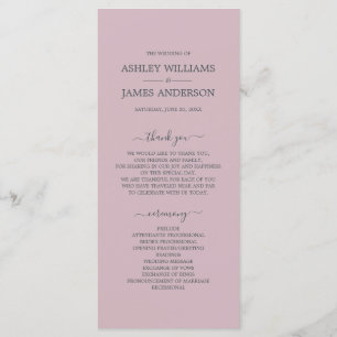 Programme Script Chic Pastel Purple Simple Minimal Mariage