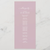 Programme Script Chic Pastel Purple Simple Minimal Mariage (Dos)