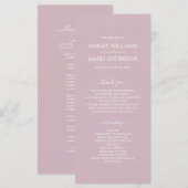 Programme Script Chic Pastel Purple Simple Minimal Mariage (Devant / Derrière)