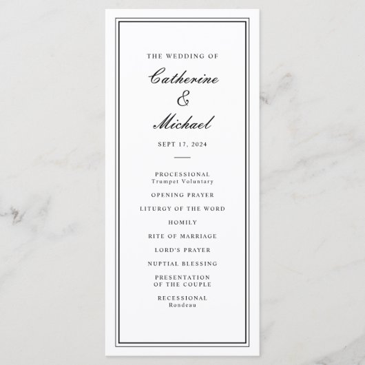 Programme Script classique absolu Mariage noir et blanc (Devant)