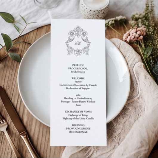 Programme Script classique sophistiqué Mariage noir et blanc