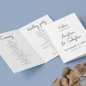 Programme Script de calligraphie Mariage plié noir et blanc