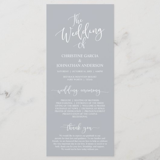 Programme Script élégant moderne, Cérémonie Mariage (Devant)