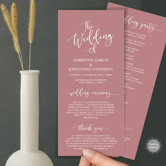 Programme Script élégant moderne, Cérémonie Mariage