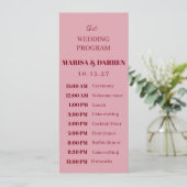 Programme Script manuscrit rose et rouge Mariage personnalis (Debout devant)