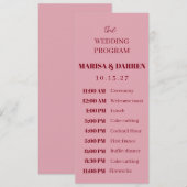 Programme Script manuscrit rose et rouge Mariage personnalis (Devant / Derrière)