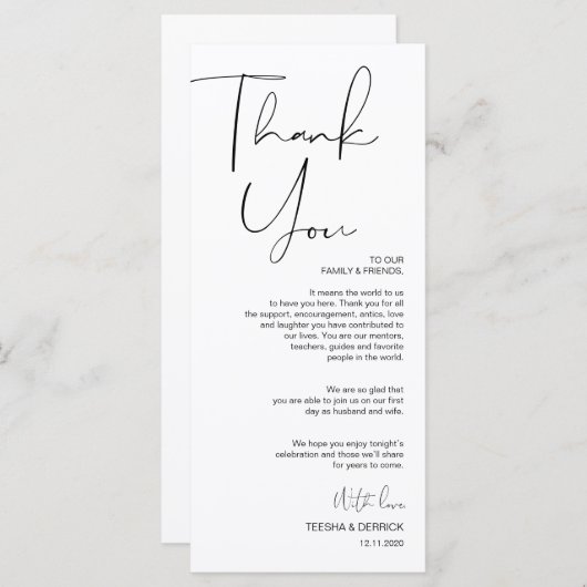 Programme Script minimalisme moderne Placage Merci (Devant / Derrière)