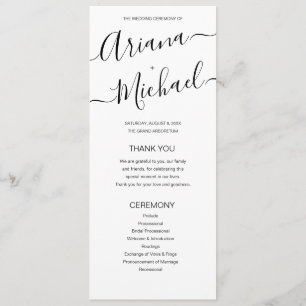 Programme Script minimaliste de noms de Mariage noir et blan