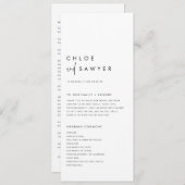 Programme Script minimaliste noir manuscrit Mariage moderne (Devant / Derrière)