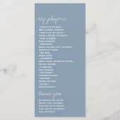 Programme Script moderne Dusty bleu minimaliste Mariage (Dos)