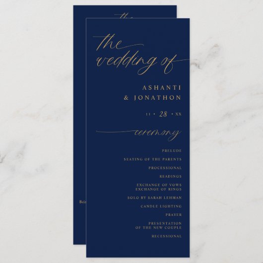 Programme Script romantique doux Marine Bleu et Mariage d'or (Devant / Derrière)