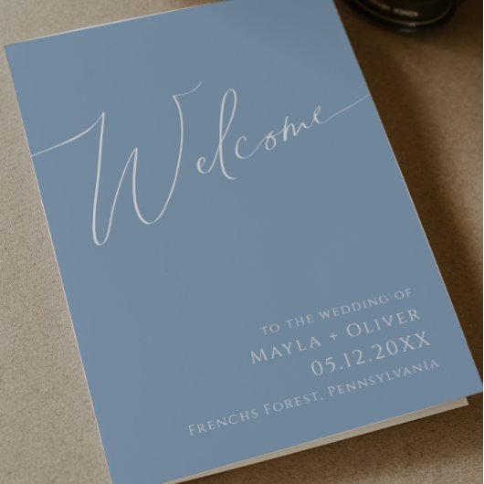 Programme Script Whimsical | Mariage plié bleu foncé
