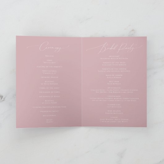 Programme Script Whimsical | Mariage plié Dusty Rose (Intérieur)