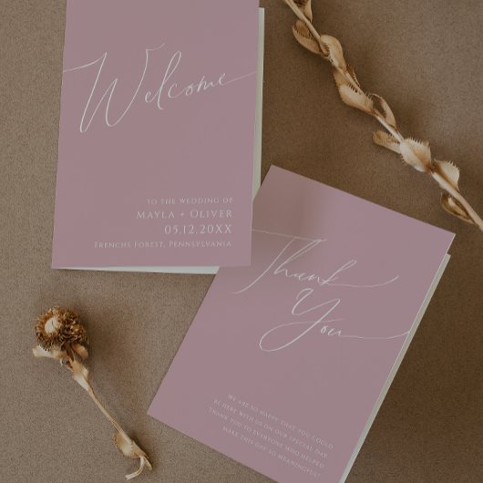 Programme Script Whimsical | Mariage plié Dusty Rose