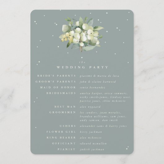 Programme Seafoam Green Snowberry+Eucalyptus Bouquet Mariage (Dos)