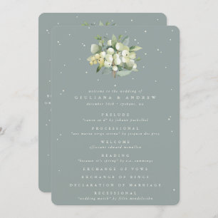 Programme Seafoam Green Snowberry+Eucalyptus Bouquet Mariage