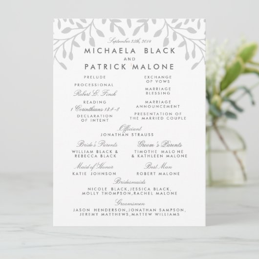 Programme Secret Garden Wedding Program (Debout devant)