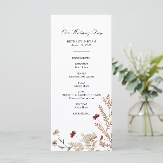 Programme Sedona Garden Wedding Day Program (Debout devant)