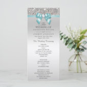 Programme Séquins d'argent Light Turquoise Bow Wedding Progr (Debout devant)