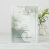 Programme Serene Green Watercolor Wedding Ceremony Schedule (Debout devant)