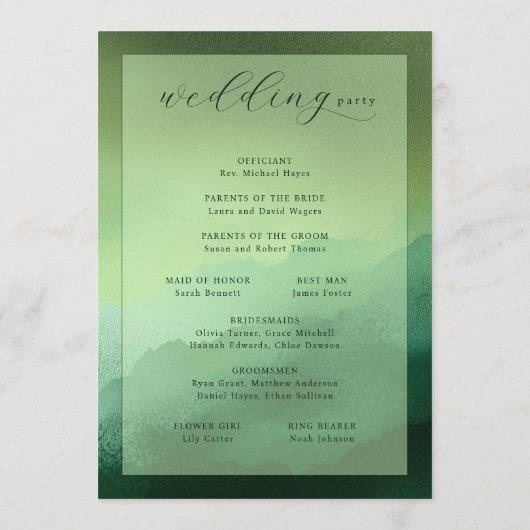 Programme Serene Green Wedding Ceremony Program (Dos)