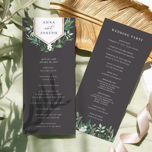 Programme Serre | Cérémonie de mariage botanique à l'aquarel