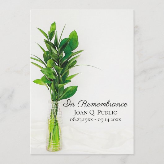 Programme Service commémoratif de funérailles blanches (Devant)