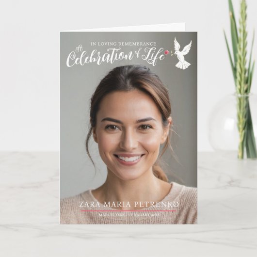 Programme Service commémoratif funérailles colombe rose roug (Devant)