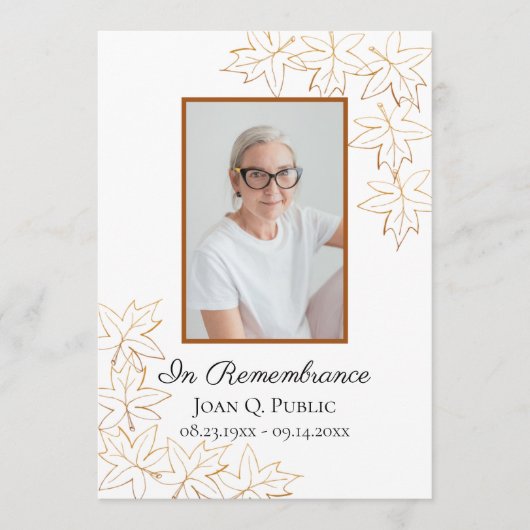 Programme Service commémoratif funéraire d'automne Maple Feu (Devant)